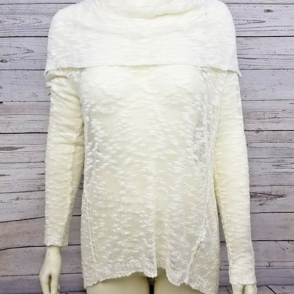 Kensie Sweaters - Cowl Neck Long Sleeve Sheer Open Knit Sweater